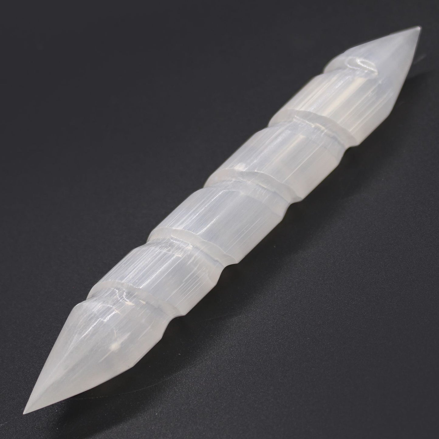Varita Espiral de Selenita - 16 cm (Ambos extremos punta)