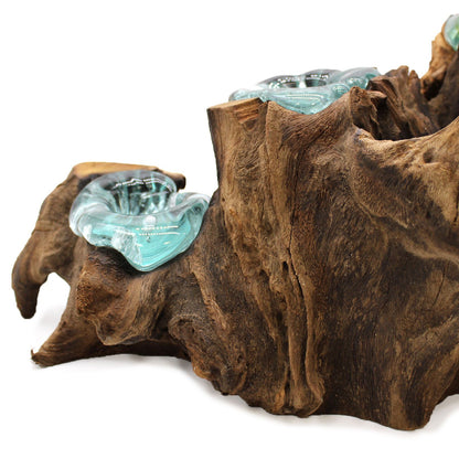 Portavelas Molton Glass Five sobre madera