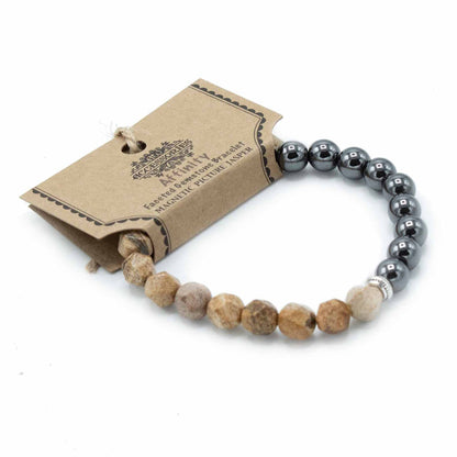 Geschnitztes Edelsteinarmband - Magnetischer gestreifter Jaspis