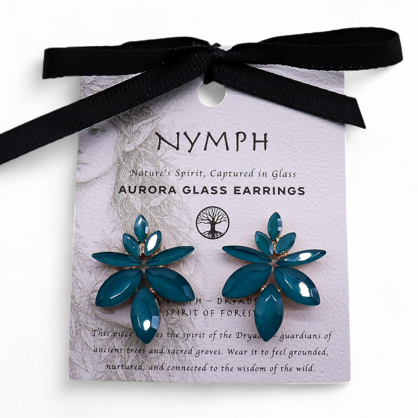 Pendientes de Cristal Vintage - Flores - Verde Turquesa