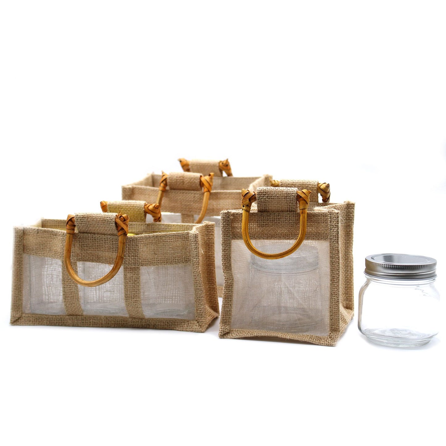 Bolsa de Regalo con Ventana de Yute Puro y Algodón - 3 Ventanas
