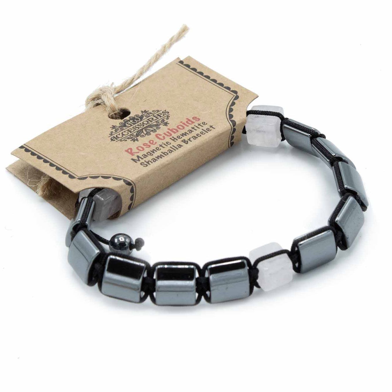 Hämatit Shamballa Magnetarmband - Rosa Quader