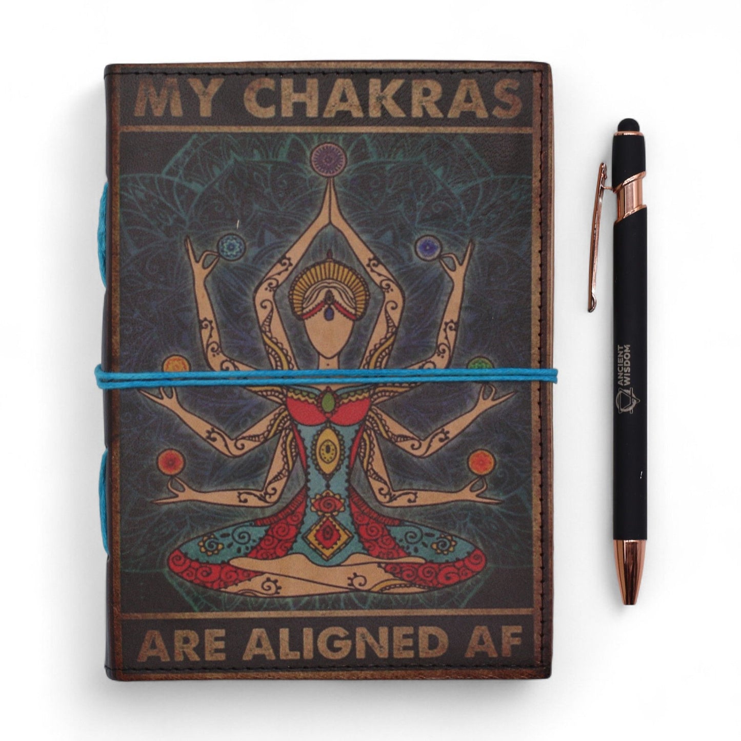 Carnets reliés en cuir (7 x 5 pouces) - Mes chakras sont alignés - 200 pages, papier ordinaire