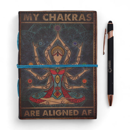 Carnets reliés en cuir (7 x 5 pouces) - Mes chakras sont alignés - 200 pages, papier ordinaire
