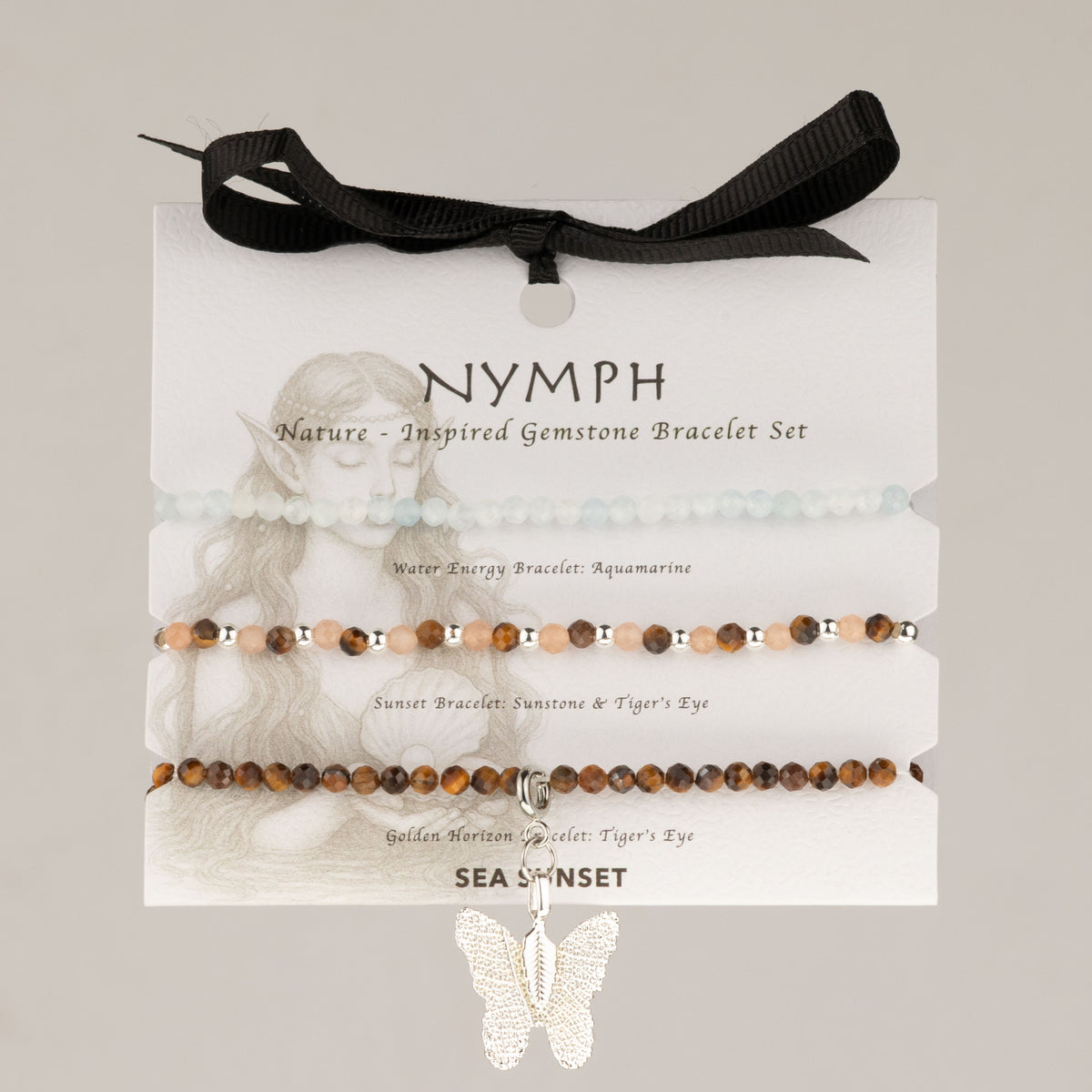 Conjunto de pulseras de gemas Espíritu de ninfa - Atardecer en el mar