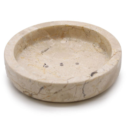 Porte-savon rond et plat en marbre miel