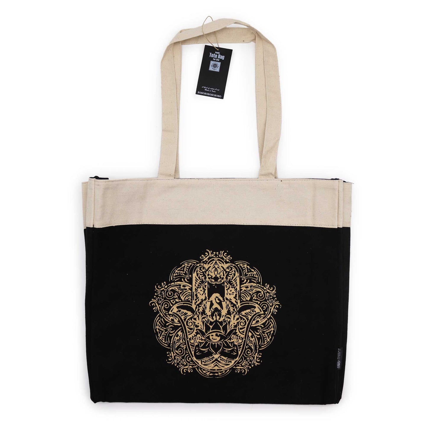 Bolsa de mano extragrande (38 x 15 x 43 cm), color chocolate 14 oz - Freedom Hamsa