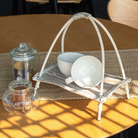 Teehalter aus Kokosnussblättern – Weißes Finish