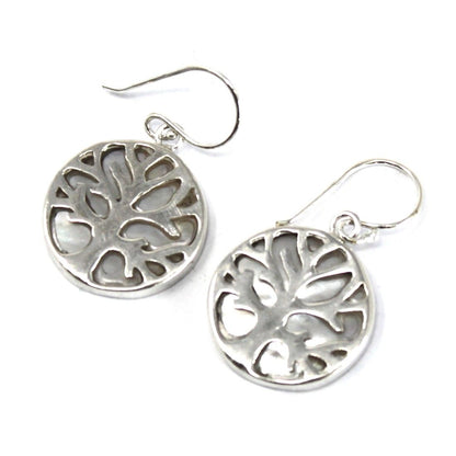 Pendientes Plata Árbol Vida 15mm Madreperla