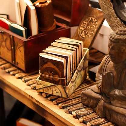 Carnets en cuir de taille moyenne assortis (5 x 3,5 pouces) - Vitrine
