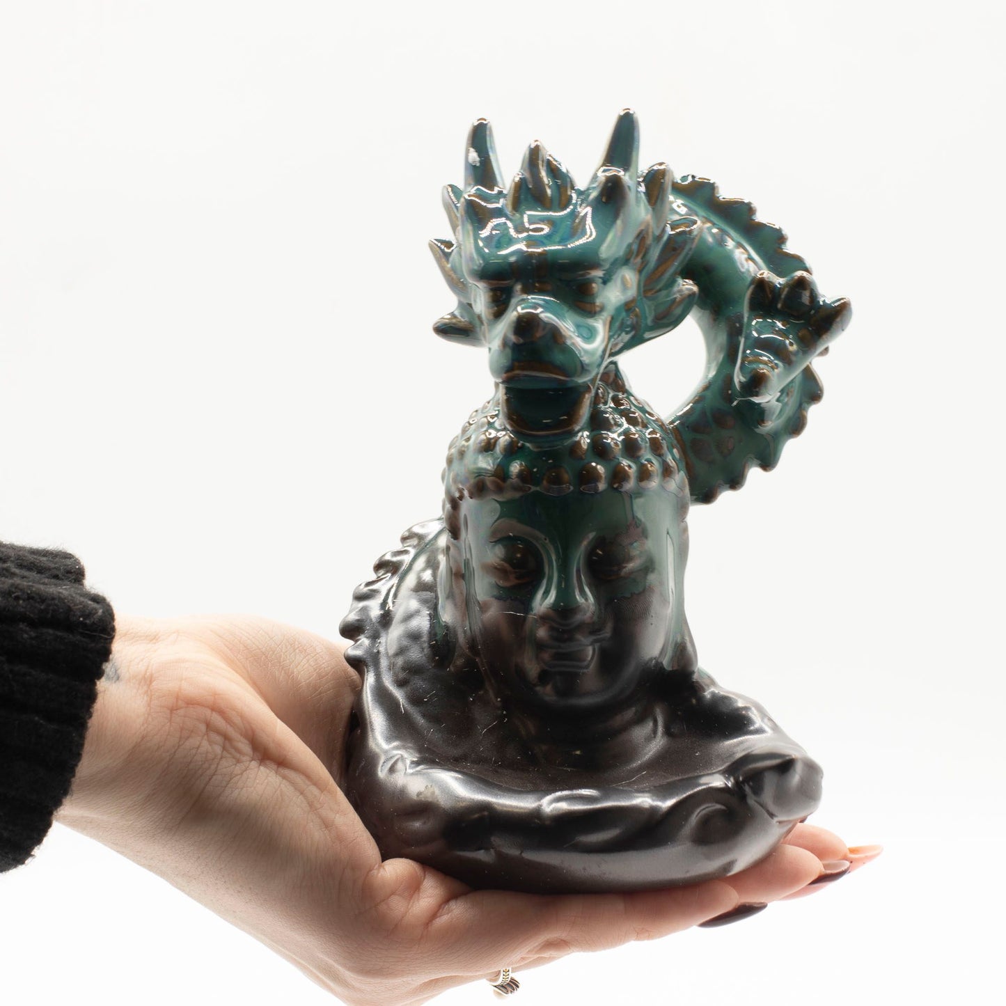 Brûleur d'encens à refoulement - Dragon sur Bouddha