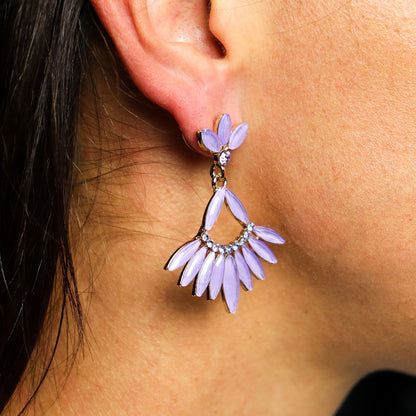 Lavande - Cristal Vintage - Longues Boucles d'oreilles Pendantes