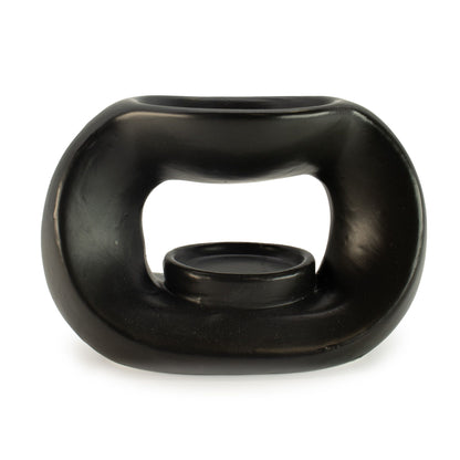 Quemador de aceite Zen cerámico - guijarro ovalado - negro mate