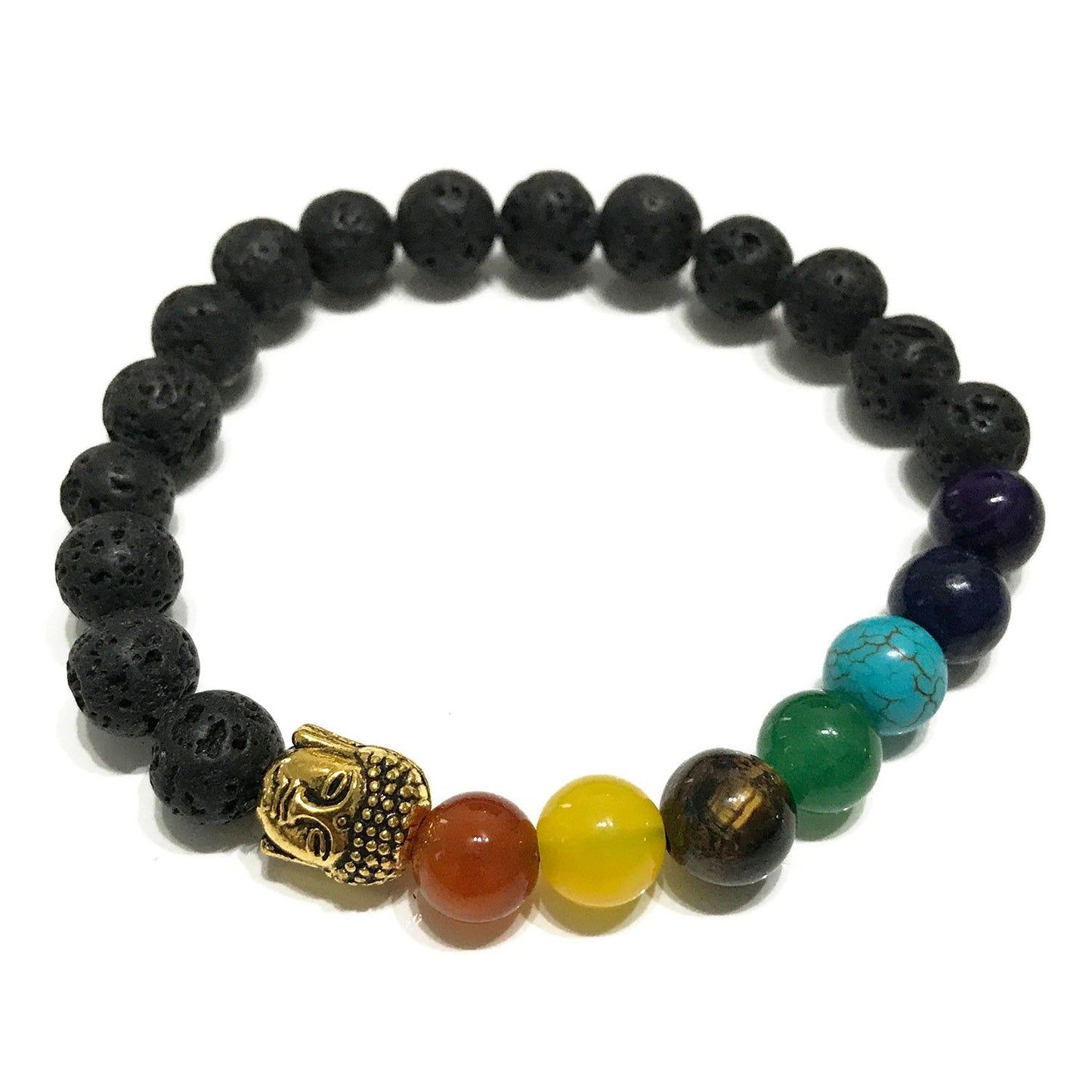 Lavastein Armband - Buddha - Chakra