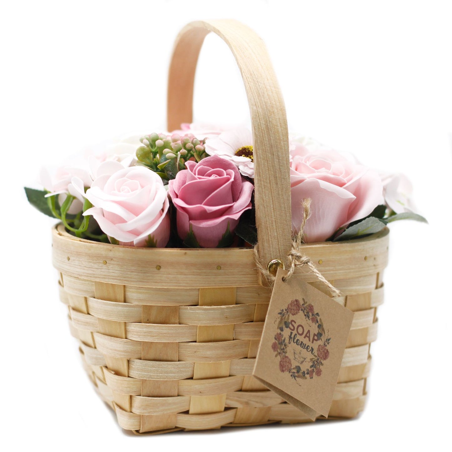 Bouquet dans un panier en osier - grande rose