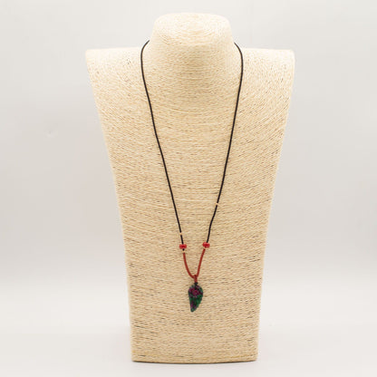 Collier pendentif en pierre gemme tressé - Morganite aile d'ange
