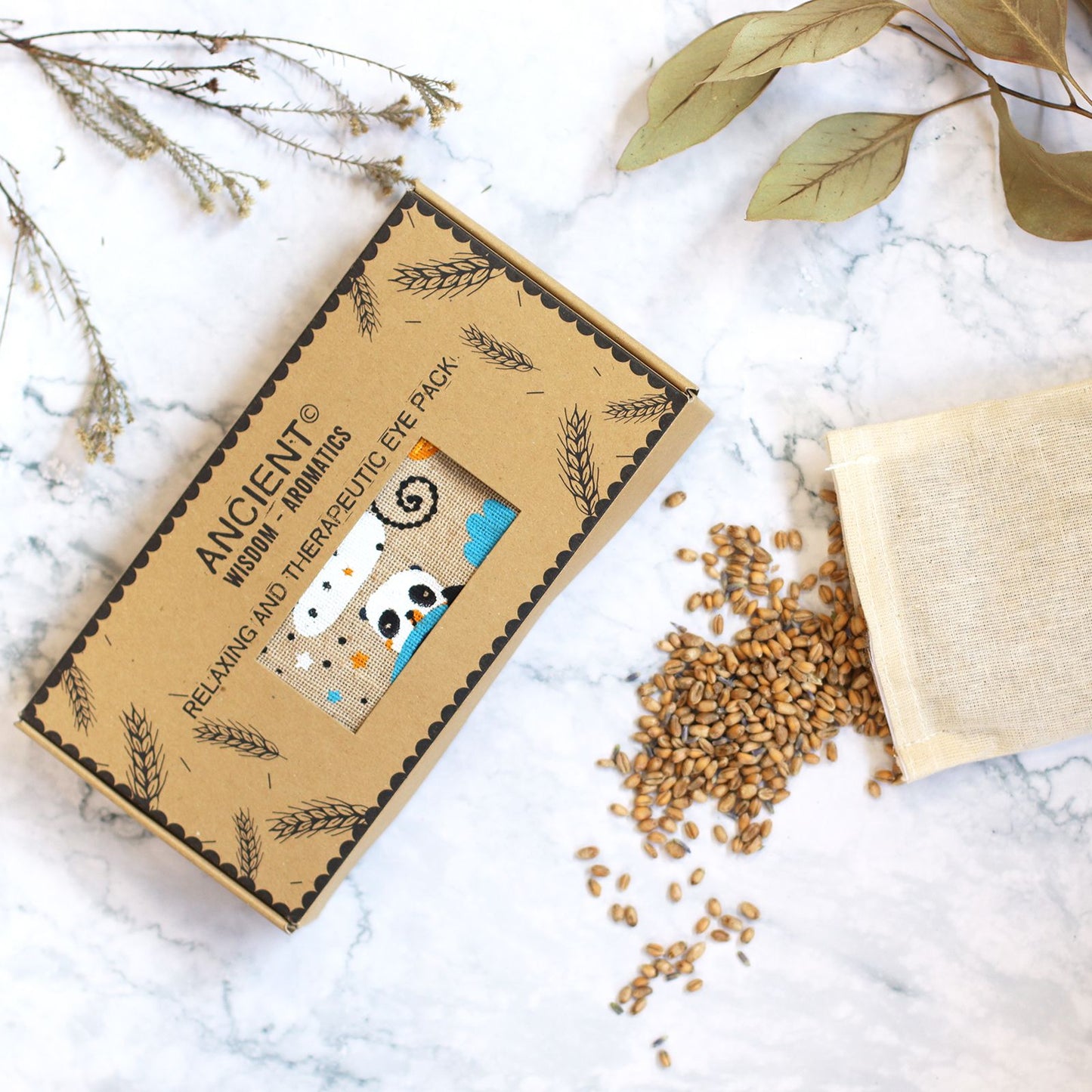 Coussin pour les yeux en coton naturel, lavande et jujube, coffret cadeau - Sleepy Panda