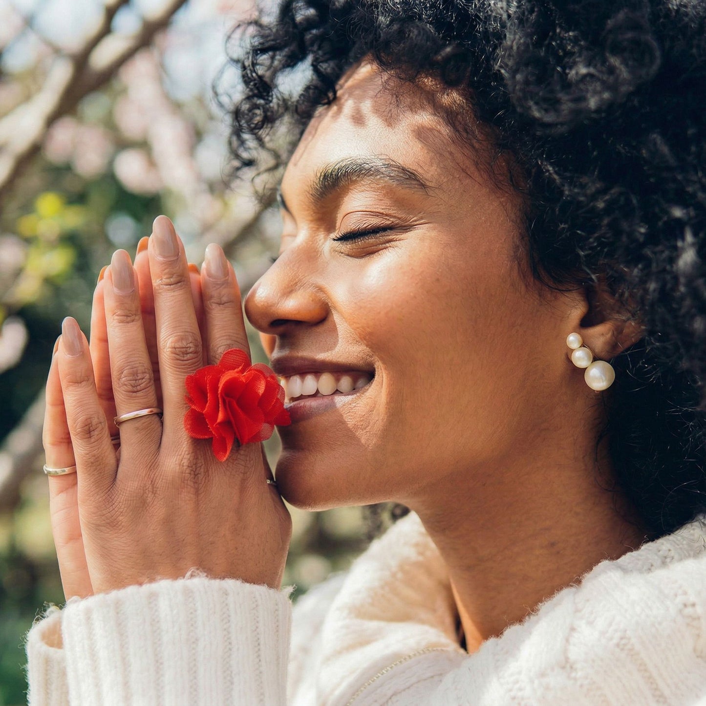 Anillo difusor de chiffón con fragancia – Rojo rosa