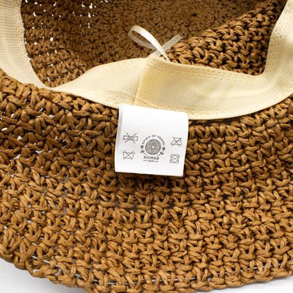 Chapeau de Soleil en Paille Nomad Sari à Bord Souple et Flexible - Café Naturel
