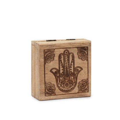 Kleine quadratische Box 10x10x4,2cm - Schwarze Hamsa