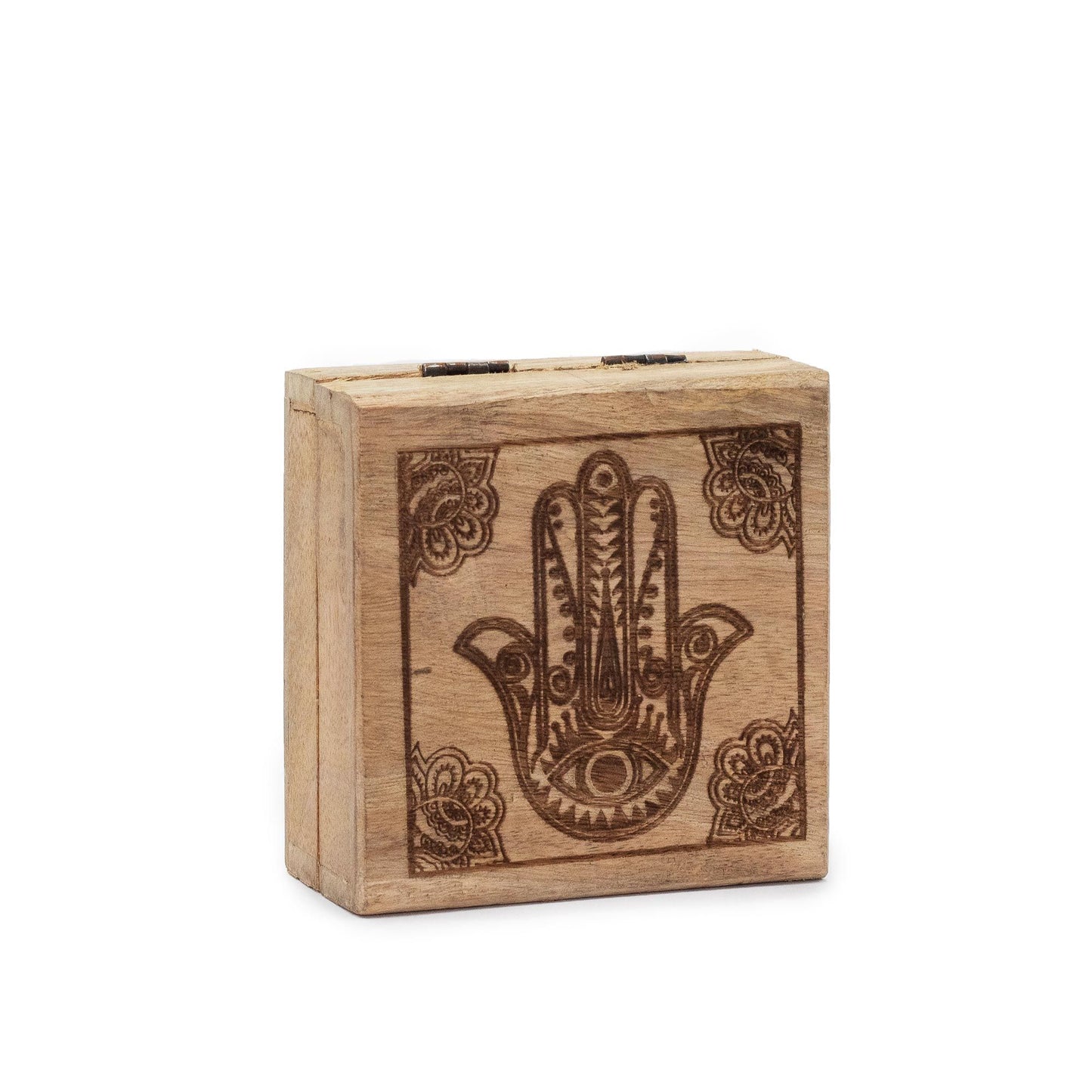 Kleine quadratische Box 10x10x4,2cm - Schwarze Hamsa