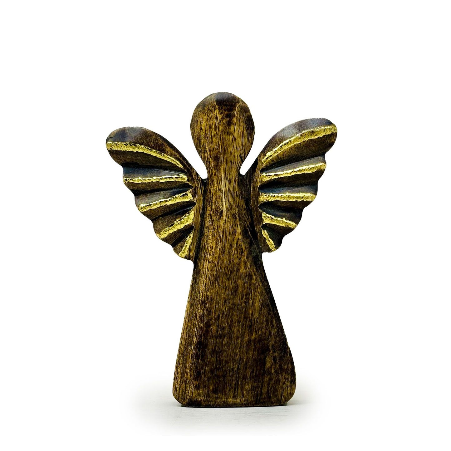 Mittlerer Engel aus Mangoholz - Golddekor - 16 cm