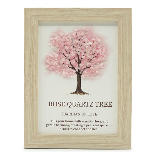 Tableau de pierres précieuses - Arbre de Vie - Quartz rose (20x14.7x1cm)