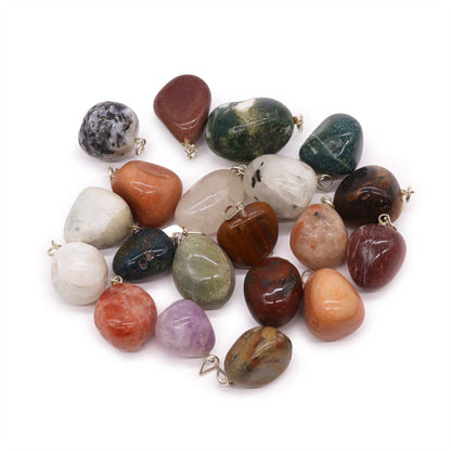 20 x 20x Colgantes Mixtos de Cristal Plateado y Piedras Talladas