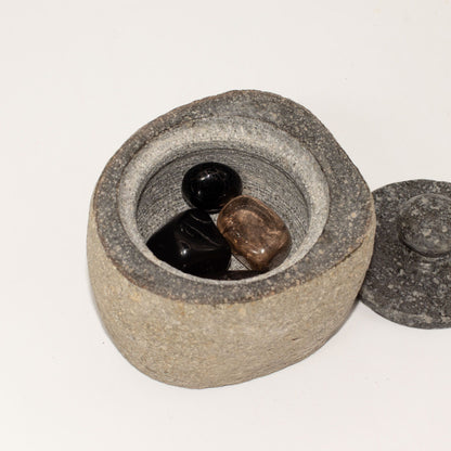 Jardinière en pierre de rivière naturelle pour enracinement - Petite (environ 9x7cm)