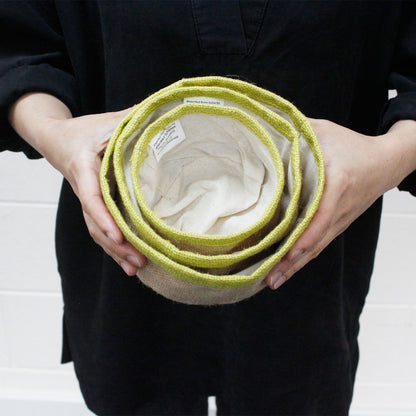 Conjunto de 3 cestas de yute natural - Carbón