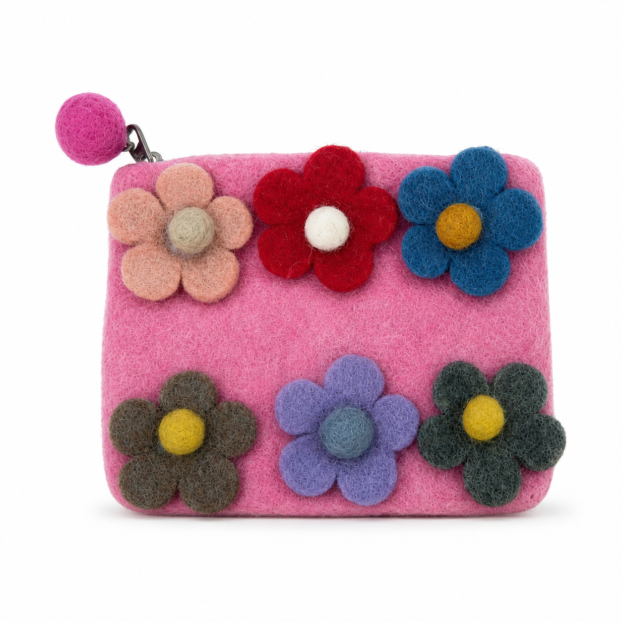 Seis estuches con cremallera de fieltro con flores (3 surtidos)