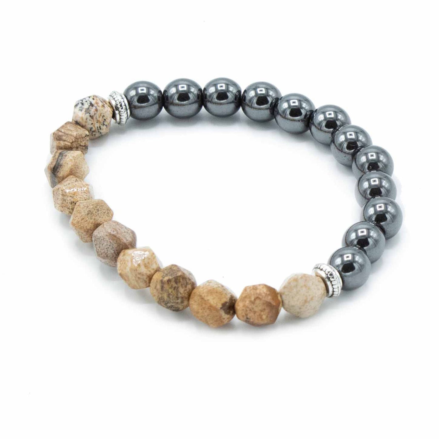 Geschnitztes Edelsteinarmband - Magnetischer gestreifter Jaspis