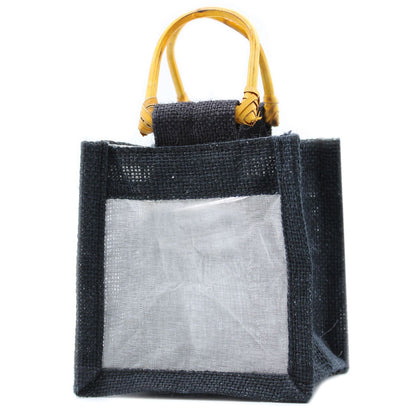 Bolsa de regalo de yute puro y algodón con ventana - 1 Ventana