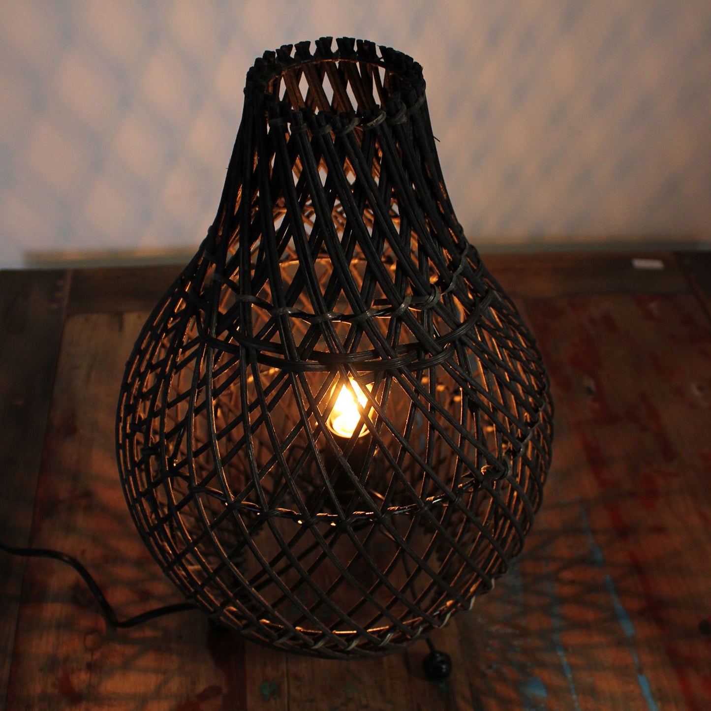 wicker table lamps - black