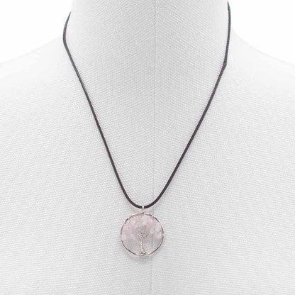 Colgante Árbol de la Vida - Cuarzo Rosa