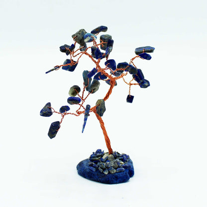 Árbol de piedras preciosas: Sodalita sobre base de ágata azul (35 piedras)