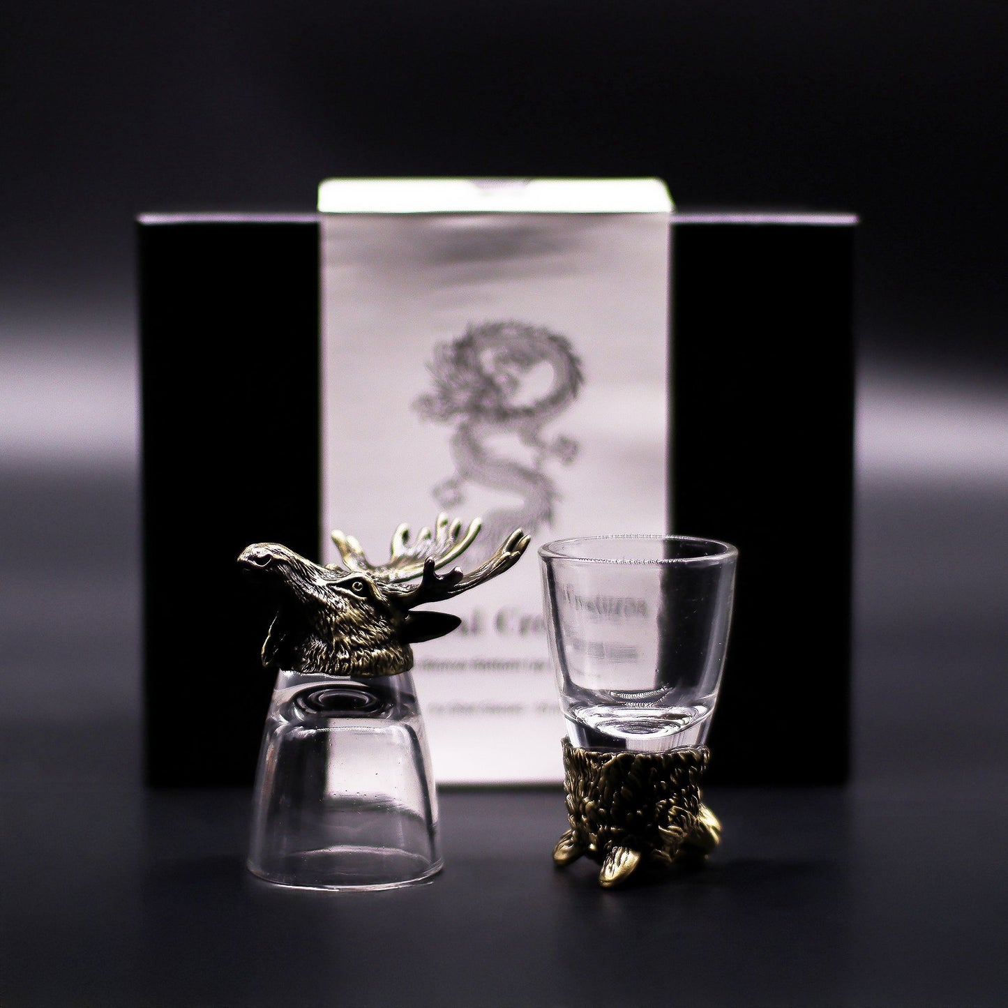 Geschenkset mit 6 Schnapsgläsern (50 ml) - Wild Forest Creatures - Antik Bronze