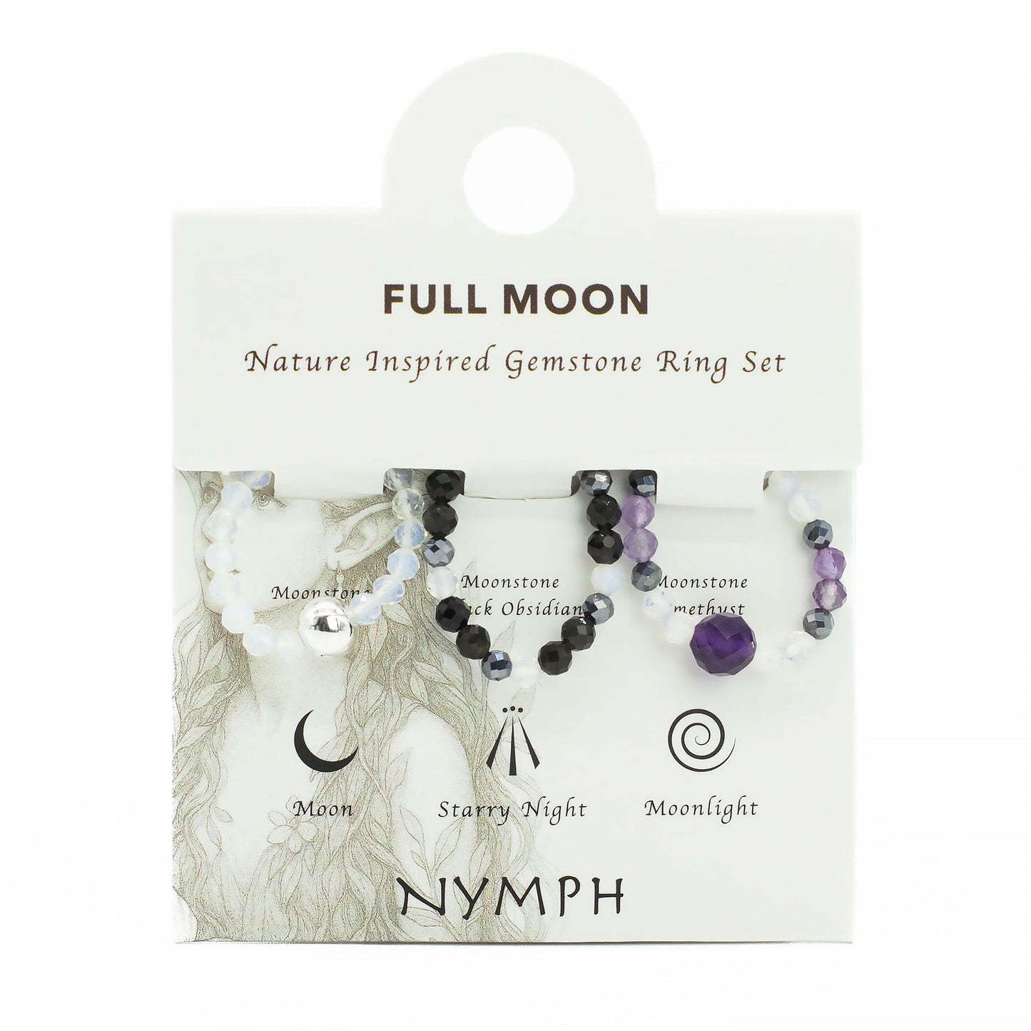 Nymphengeist-Edelsteinring-Set – Vollmond