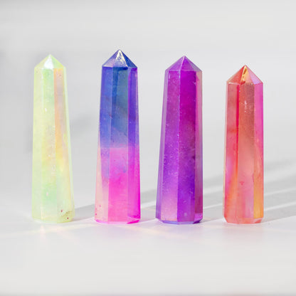 Obélisques en pierres précieuses d'environ 9 cm - Cristal de quartz Aura – Pêche