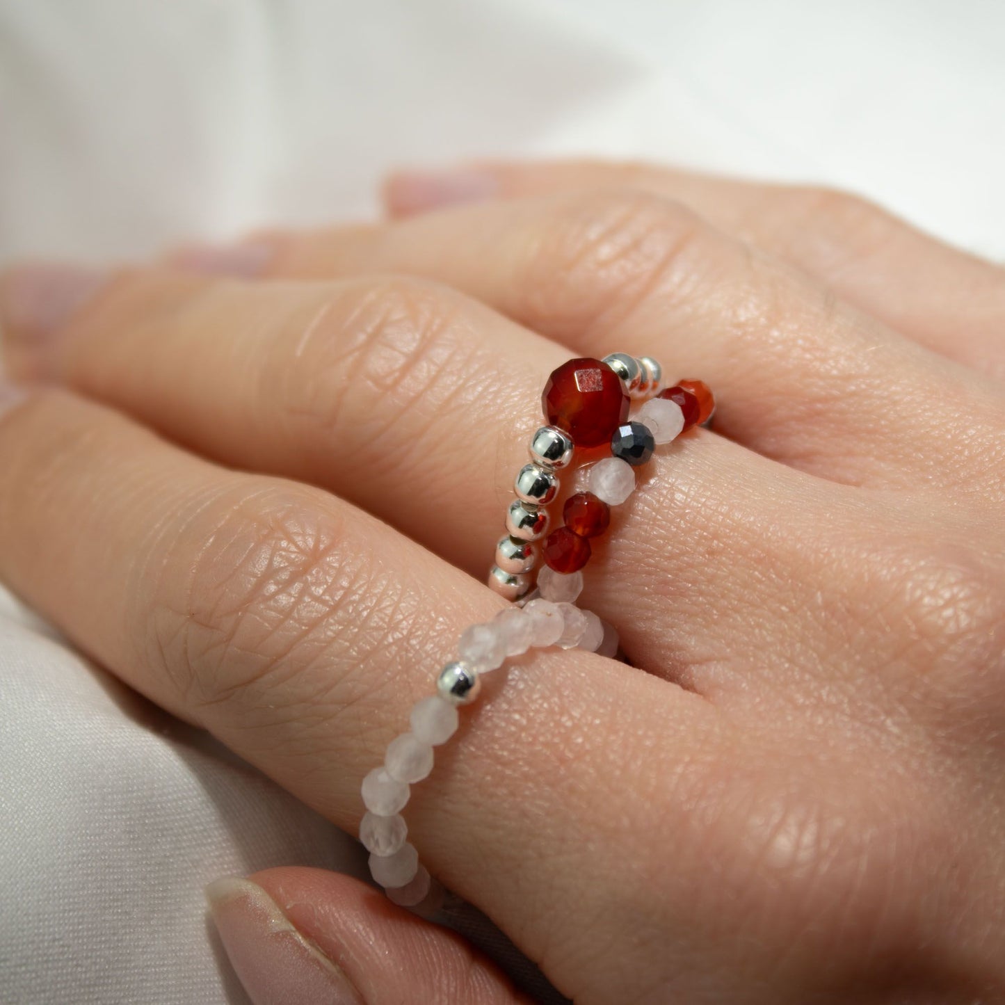 Geister-Nymphen-Edelsteinring-Set – Liebe und Feuer