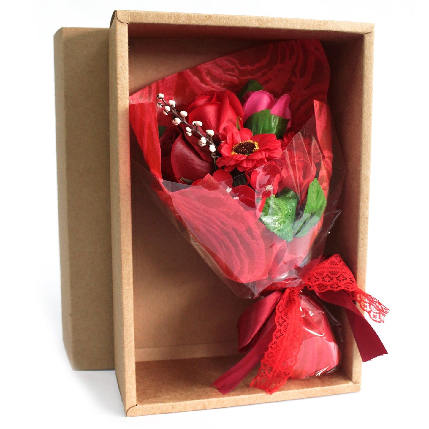 Strauß Seifenblumen in einer Box - rot