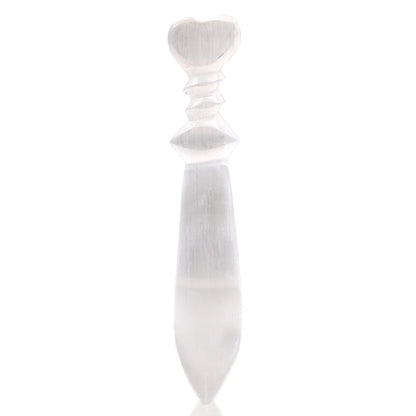 Couteau rituel en sélénite, grand format, spirale (25 cm)
