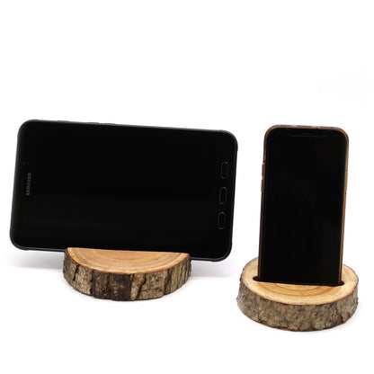 Petit support de téléphone en forme de bûche (fente) - Naturel