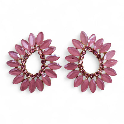 Boucles d'oreilles créoles en verre vintage rose tendre