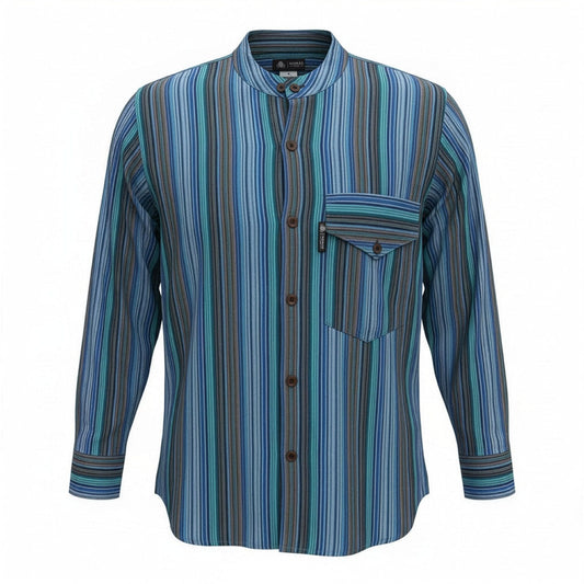 Nomad Sari Grandad Hemd – Türkis – XL