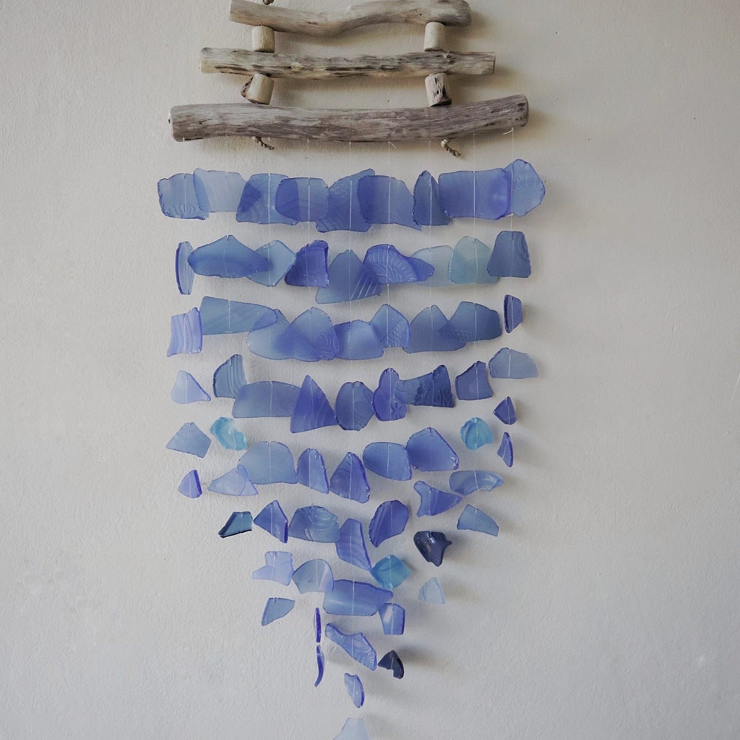 Windspiel aus recyceltem Glas - Blau