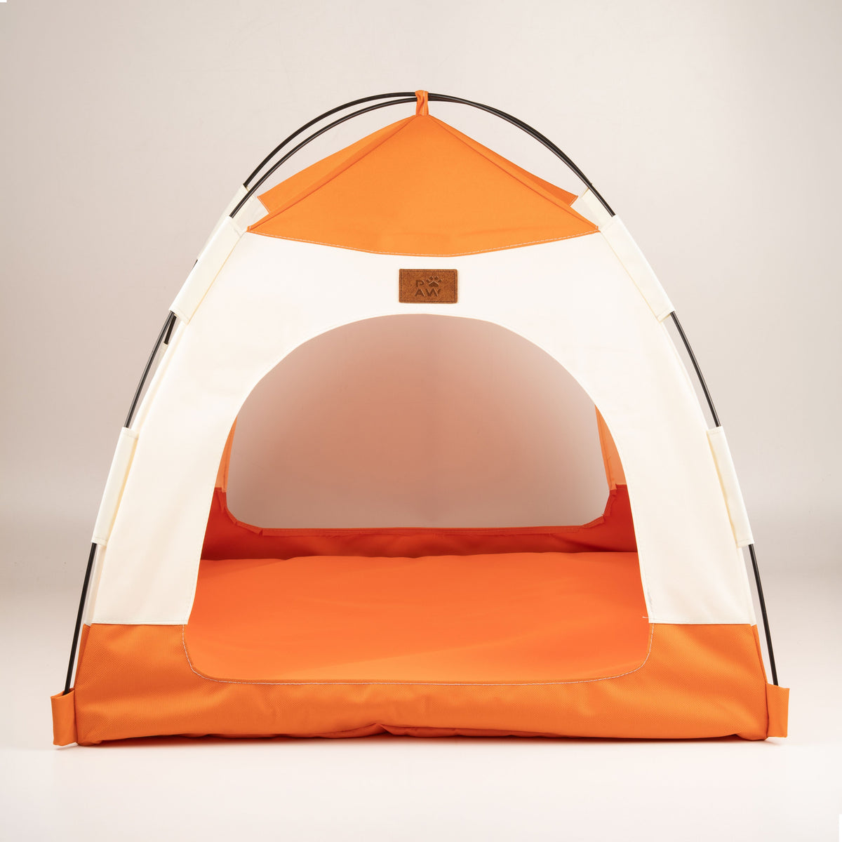 Cama PAW – Tienda beige y naranja – 58 × 58 × 48 cm