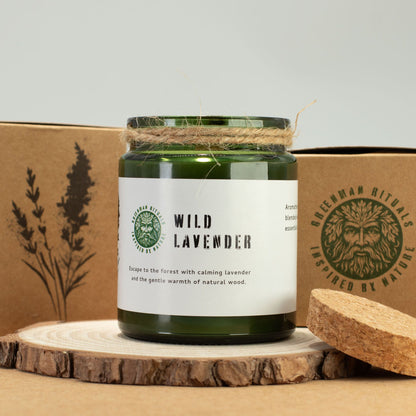 Greenman Woodwick Sojawachs-Kerze - Wilder Lavendel