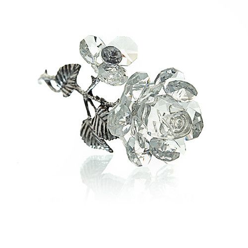 Rose en cristal avec tige argentée
