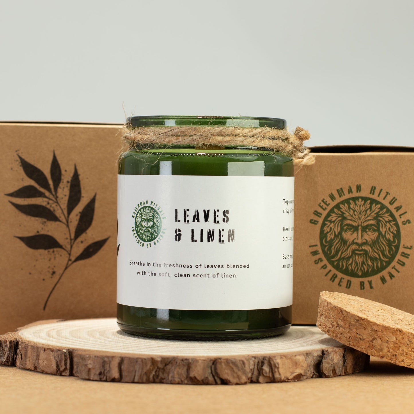 Greenman Woodwick Soyakerze – Blätter und Leinen